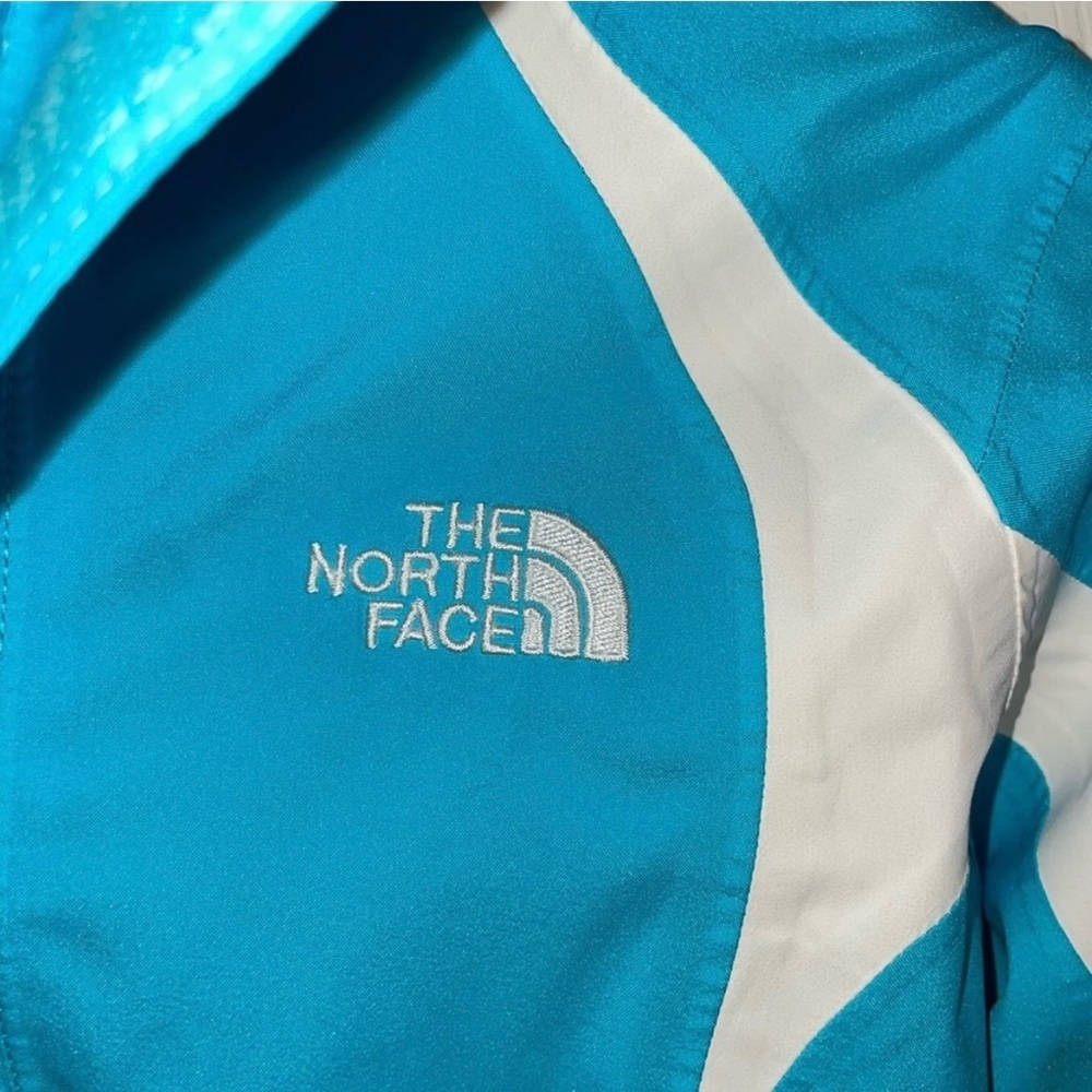 The North Face Kids' Turquoise Raincoat with White Accents - Picture 2 of 8